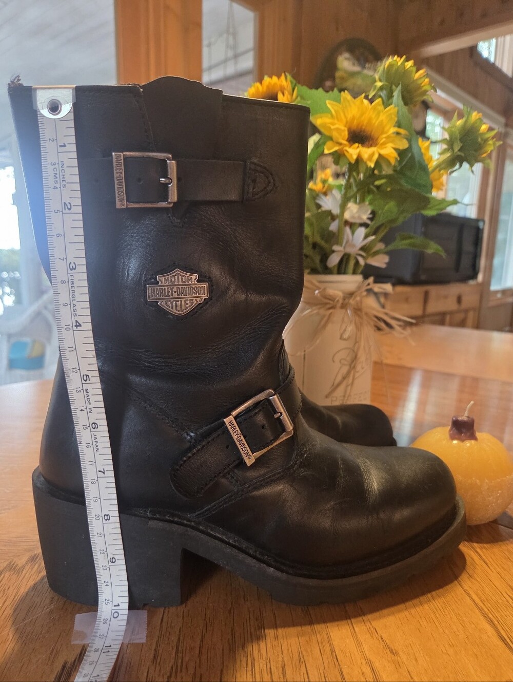 Harley-Davidson Black Leather Motorcycle Womens Boots - Picture 7 of 14